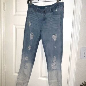 SO‎ Juniors Distressed Ripped Blue Wash Denim Jeans Size 13 14